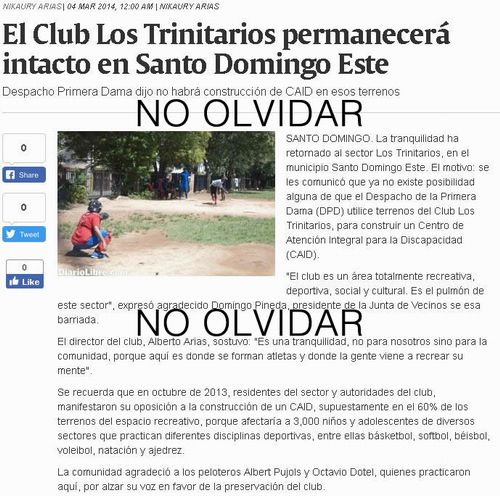 El Club Los Trinitarios permanecerá intacto en Santo Domingo Este